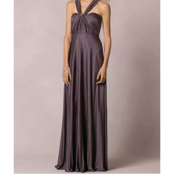 Jenny Yoo Demi Convertible Jersey Knit Column Dress in Smokey Amethyst Size 12 - Picture 6 of 12